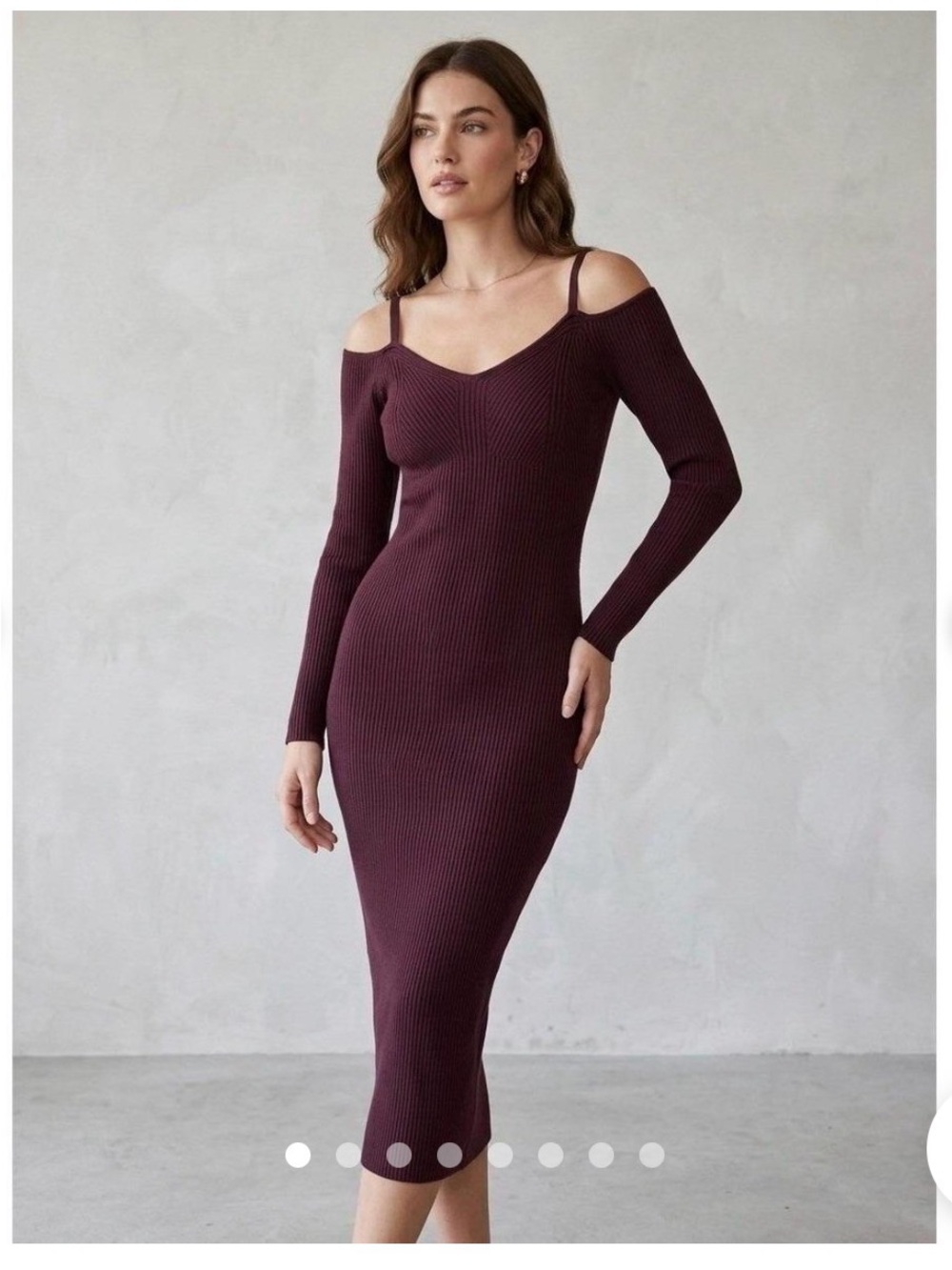 Abercrombie & Fitch Ribbed Cold Shoulder Midi Dress Burgundy XL NWT